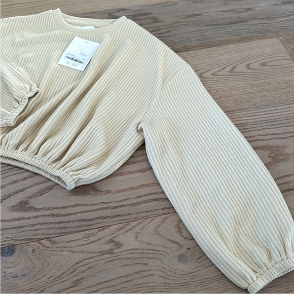 Oak + Fort XS ribbed longsleeve crop long sleeve top NWT - Picture 2 of 3